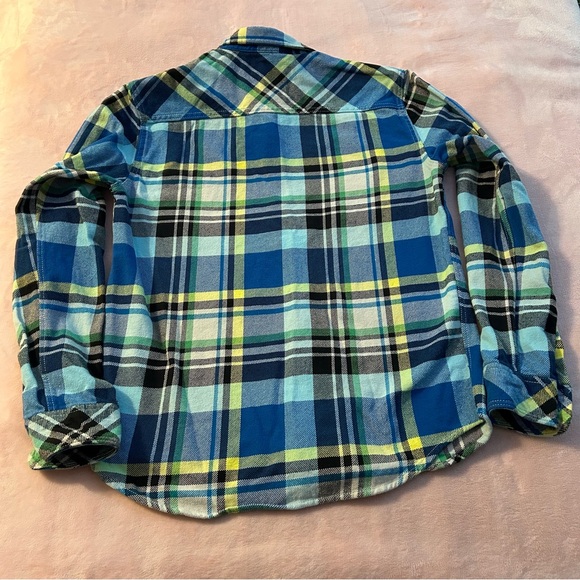 Aeropostale blue plaid long sleeve button down flannel shirt size M hipster - Picture 2 of 7
